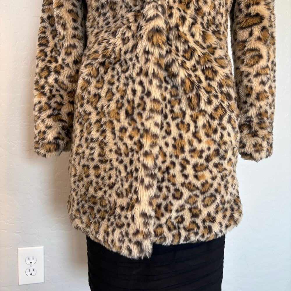Charlotte Russe Leopard Print Faux Fur Longline Coat Mob Wife Maximalist Glam Sm - Picture 4 of 16